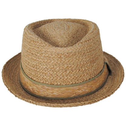 Jaxon Hats | Raffia Straw Diamond Crown Fedora Hat | 129002 | front | NATURAL