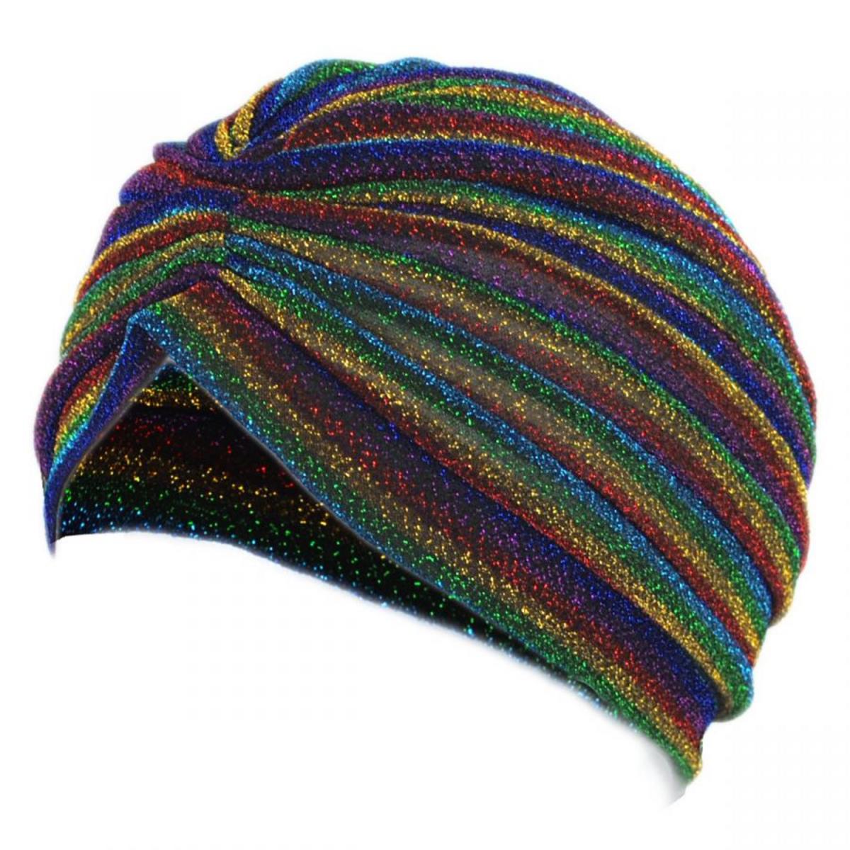 Jeanne Simmons | Metallic Stripe Turban | 106502 | lead | RAINBOW