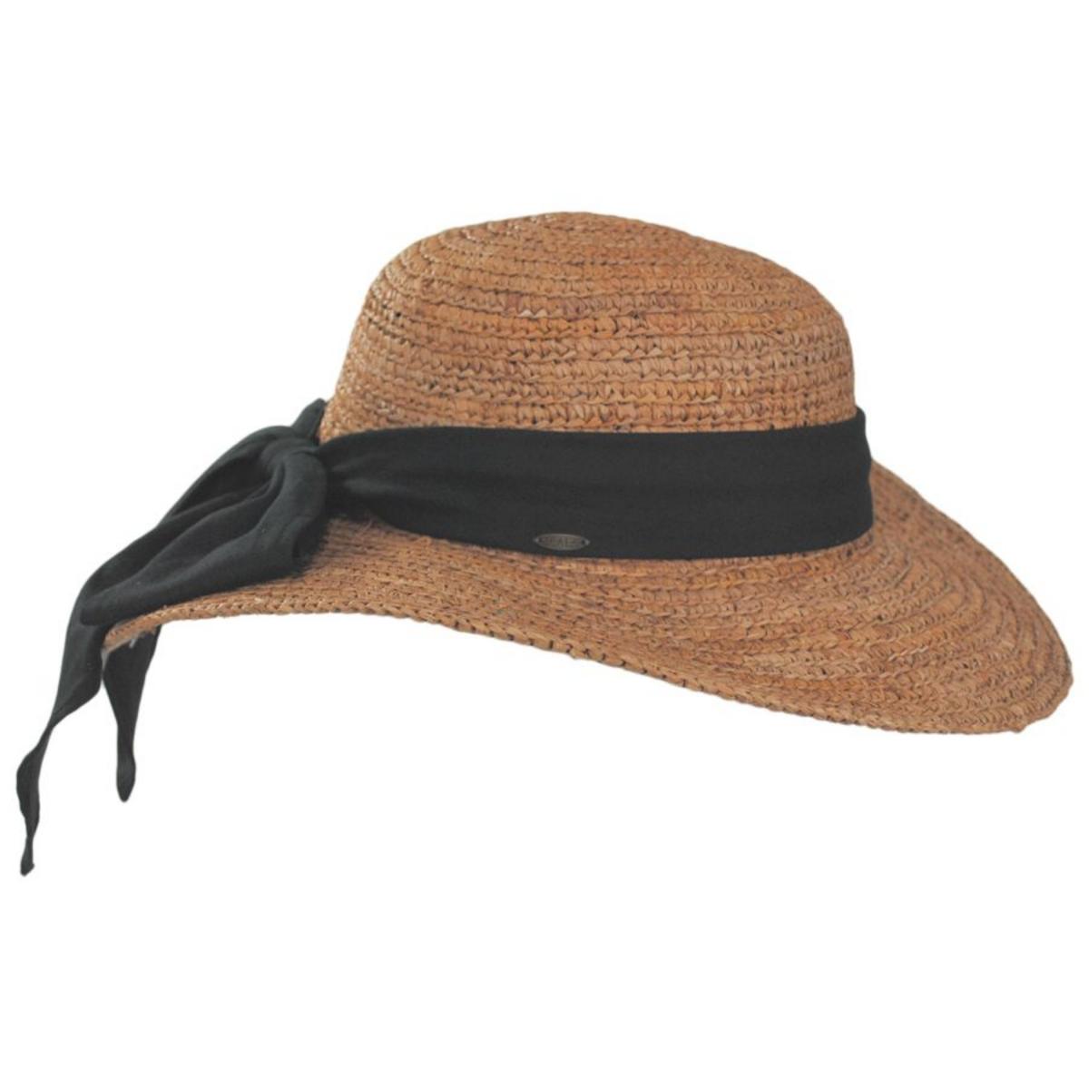 Scala | Linen Band Raffia Straw Swinger Hat | 101403 | profile | TEA