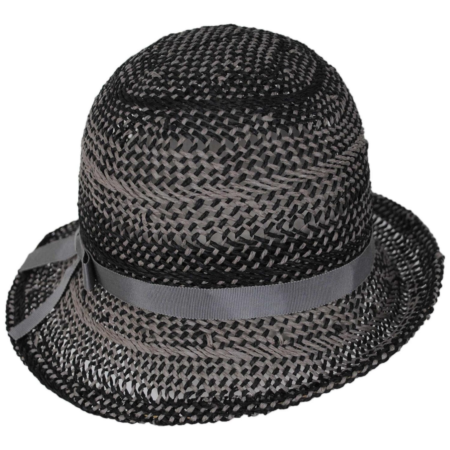 Kathy Jeanne | Two Tone Twisted Toyo Straw Profile Cloche Hat | 100719 | front | GREY MIX