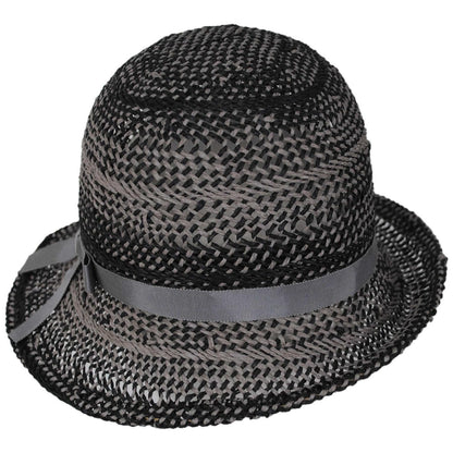 Kathy Jeanne | Two Tone Twisted Toyo Straw Profile Cloche Hat | 100719 | front | GREY MIX