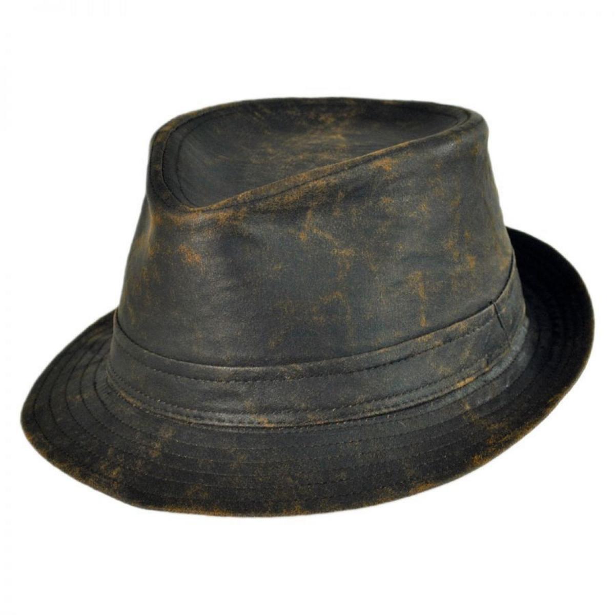 Jaxon Hats | Weathered Cotton Trilby Fedora Hat | 142314 | lead | BROWN