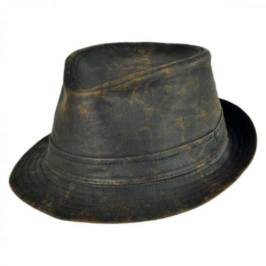 Jaxon Hats | Weathered Cotton Trilby Fedora Hat | 142314 | lead | BROWN