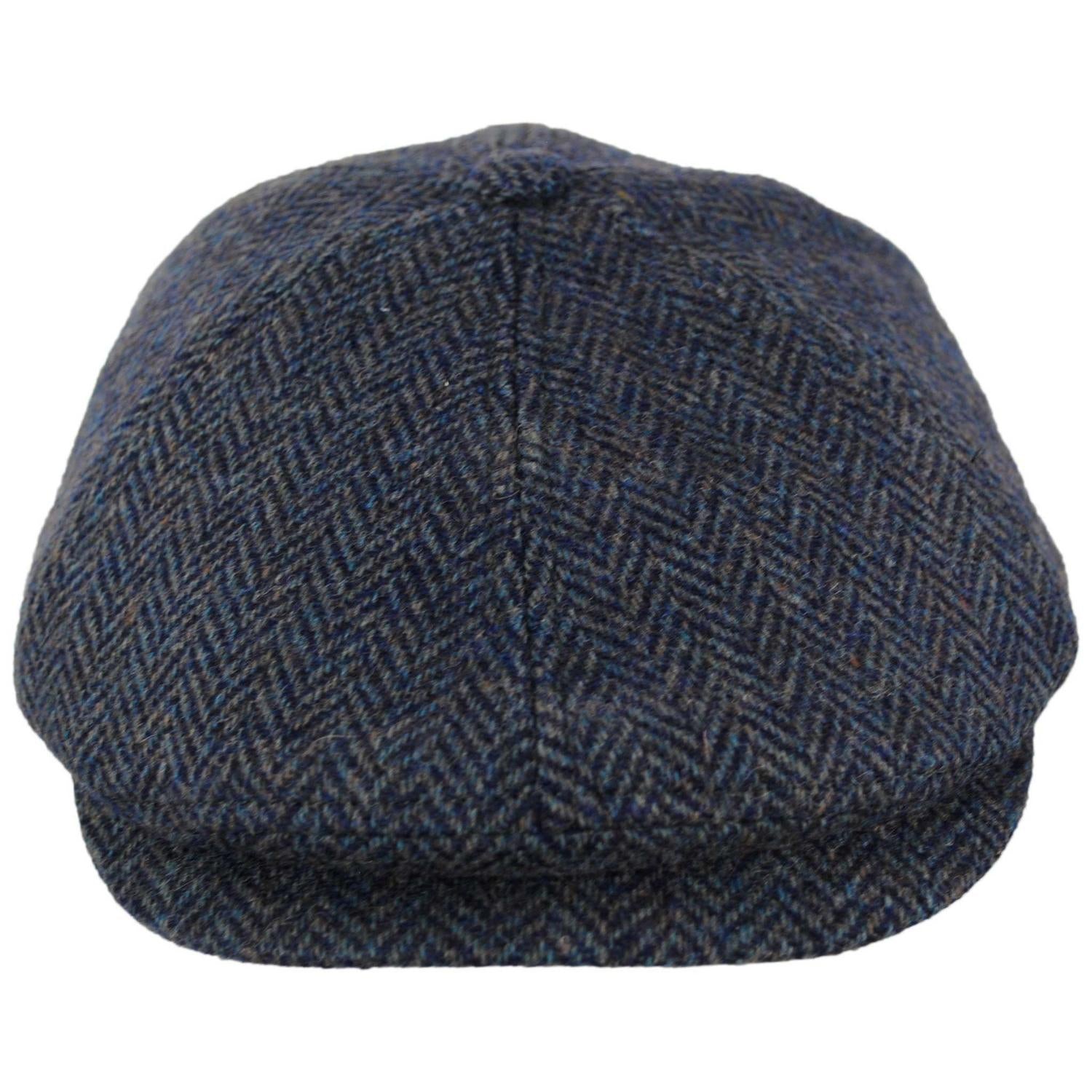 Scala | Lenny Cotton Herringbone Newsboy Cap | 160166 | front | NAVY