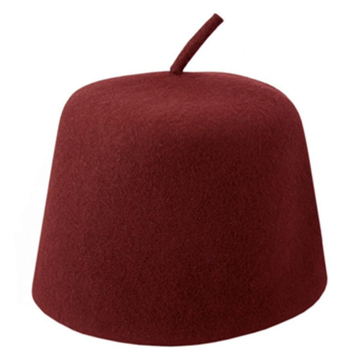 Village Hat Shop | Maroon Wool Fez with Stem | 193302 | lead | MAROON