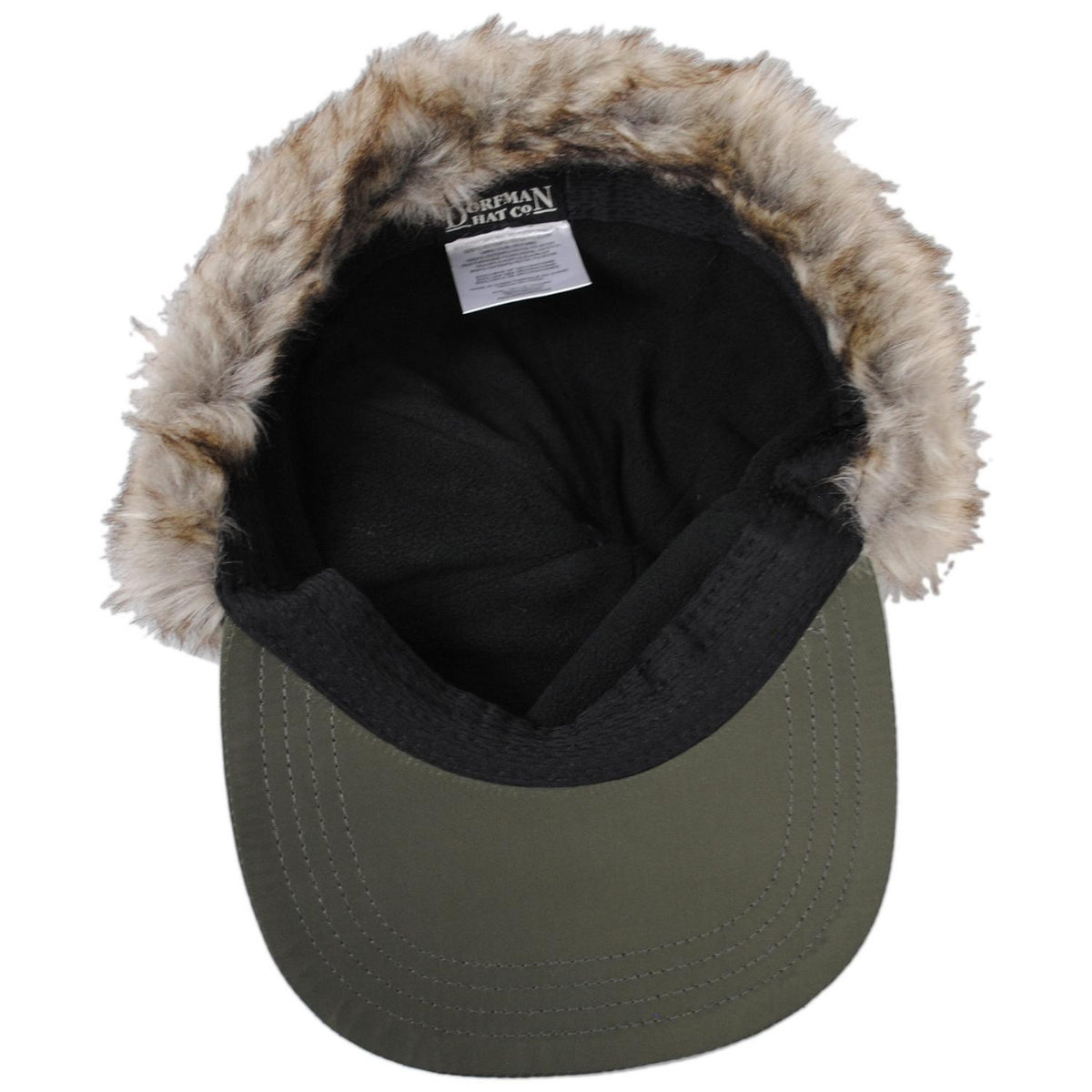 Dorfman Pacific | Woody Nylon Earflap Fitted Baseball Cap | 200184 | under | OLIVE