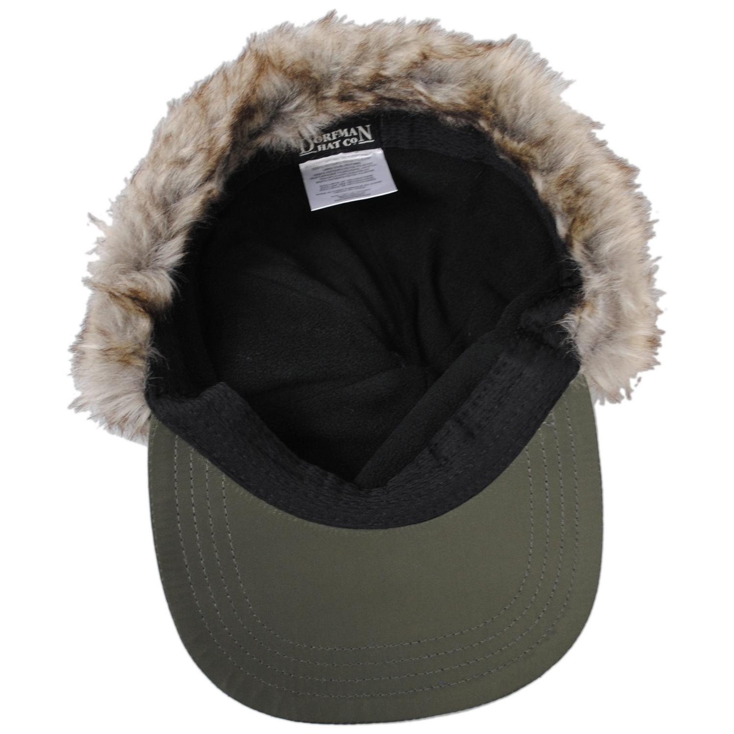 Dorfman Pacific | Woody Nylon Earflap Fitted Baseball Cap | 200184 | under | OLIVE
