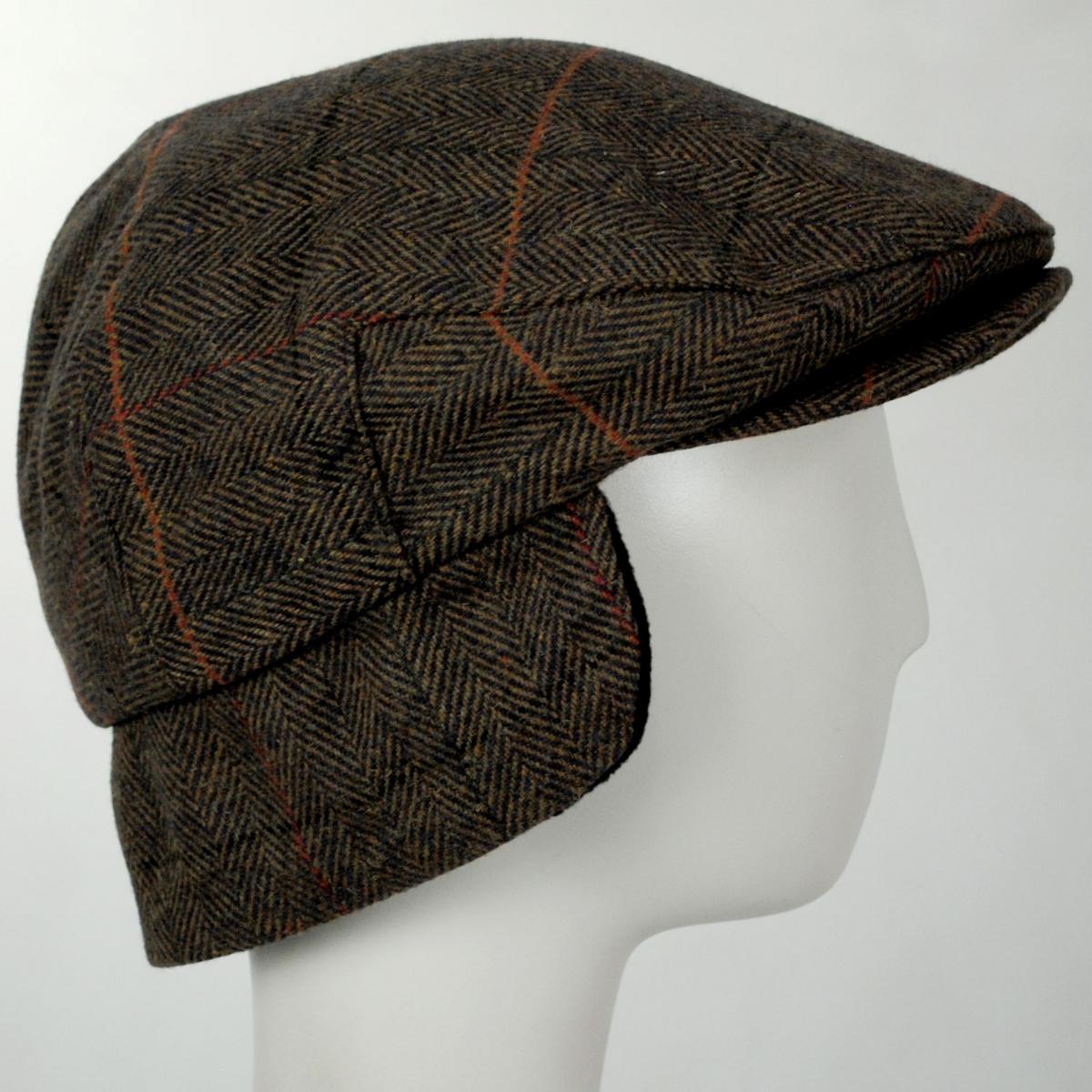 BRIXTON HATS | Hooligan Wool Blend Earflap Ivy Cap | 161576 | profiletwo | BRONZE/BLACK/RED