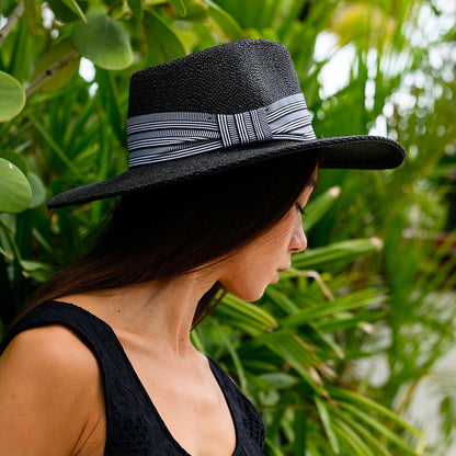 NIKKI BEACH | Jane Toyo Straw Fedora Hat | 102654 | lsfone | BLACK