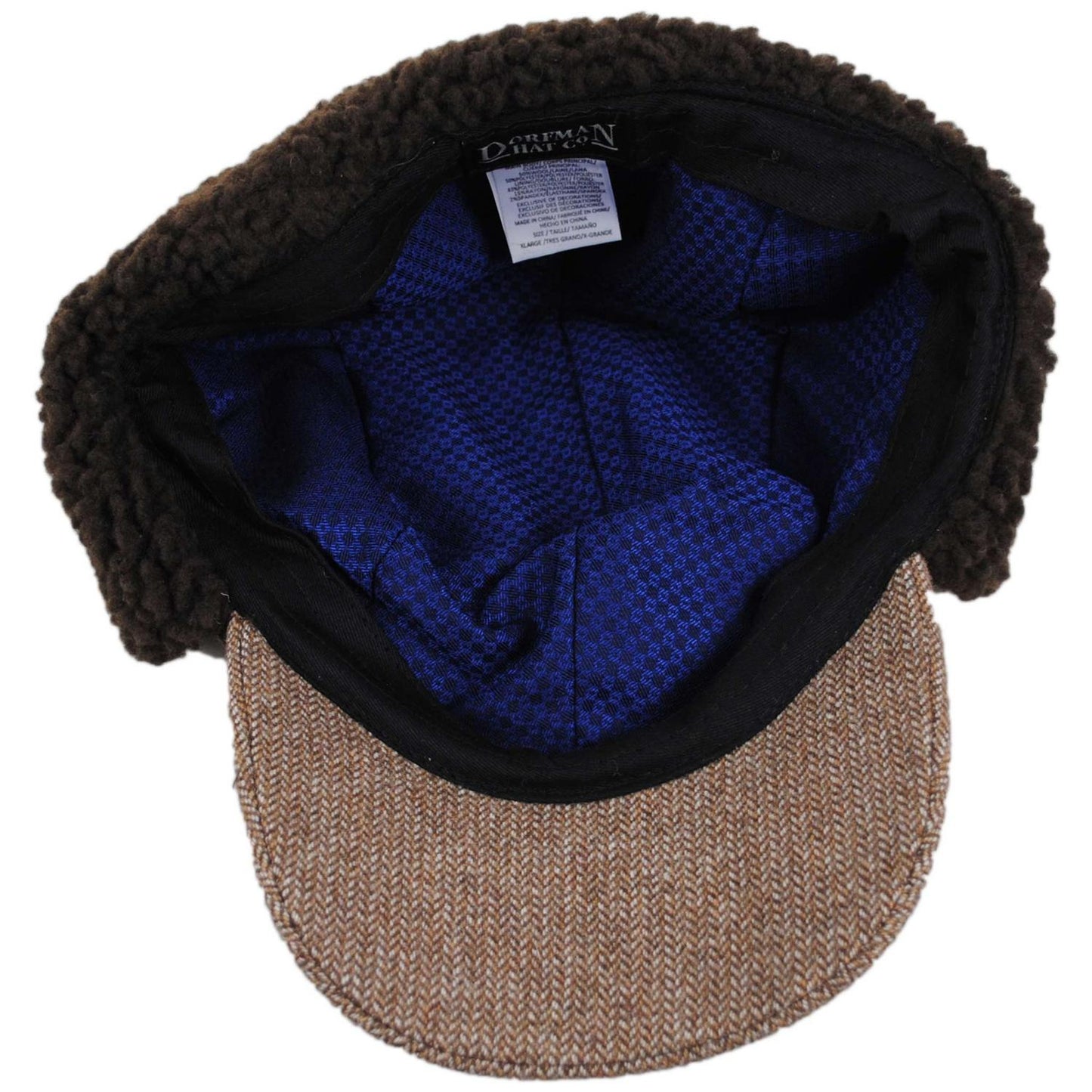 Dorfman Pacific | Tommy Tweed Wool Blend Fitted Earflap Baseball Cap | 200183 | under | BROWN