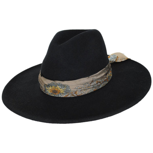 Scala | Rocca Wool Felt Fedora Hat | 123447 | lead | BLACK