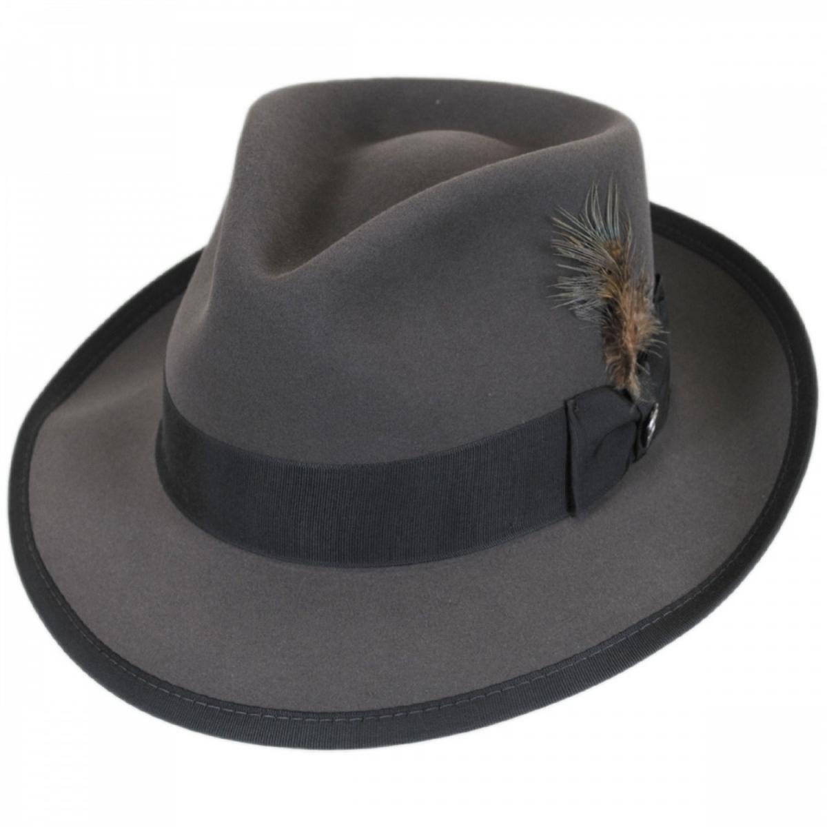 Stetson | Whippet Fur Felt Fedora Hat | 130635 | lead | CARIBOU