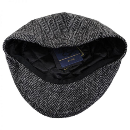 Failsworth | Stornoway Harris Tweed Wool Herringbone Flat Cap - Gray | 177906 | under | GREY