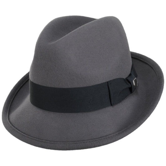 BRIXTON HATS | Horton Convertabrim Packable Wool Felt Fedora Hat | 135670 | lead | GREY/CHARCOAL