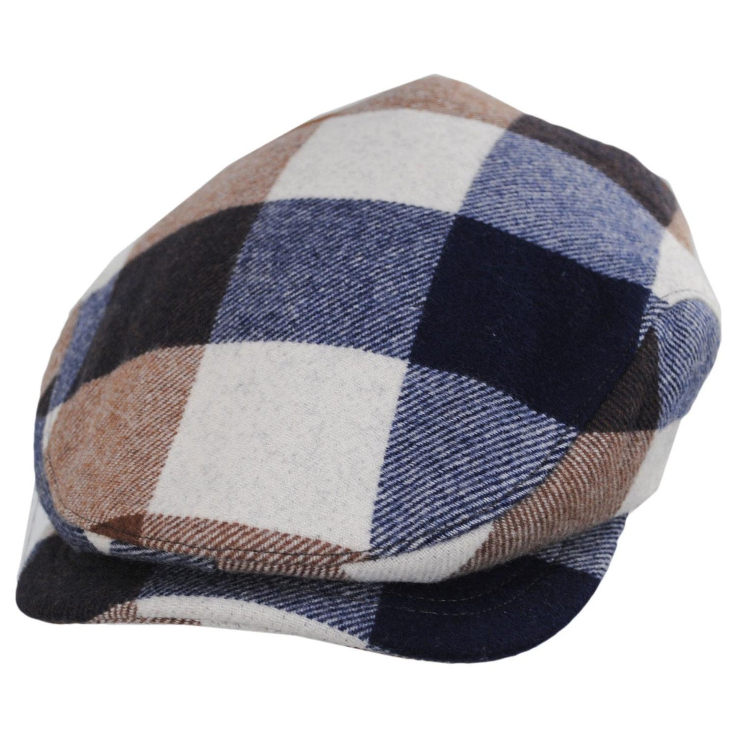Baskerville Hat Company | Austen Wool Check Square Bill Ivy Cap | 167673 | lead | BROWN/NAVY