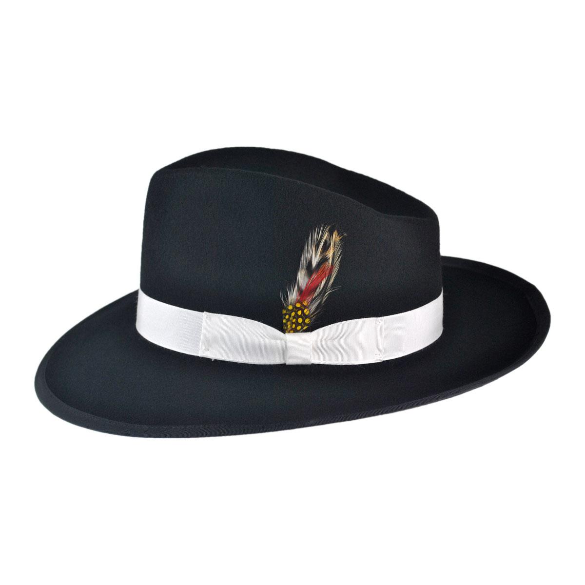 Jaxon Hats | Wholesale Made in the USA - Classics Zoot Wool Felt Fedora Hat B2B Pre-Pack | B2B131300 | profile | BLACK