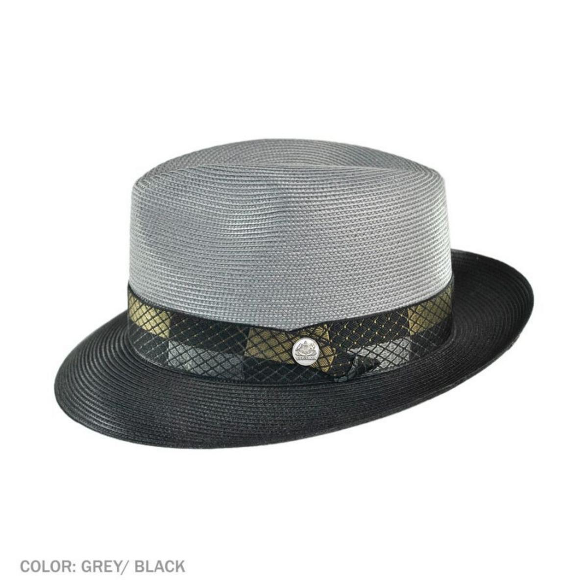 Stetson | Andover Florentine Milan Straw Fedora Hat | 126939 | under | GREY/BLACK