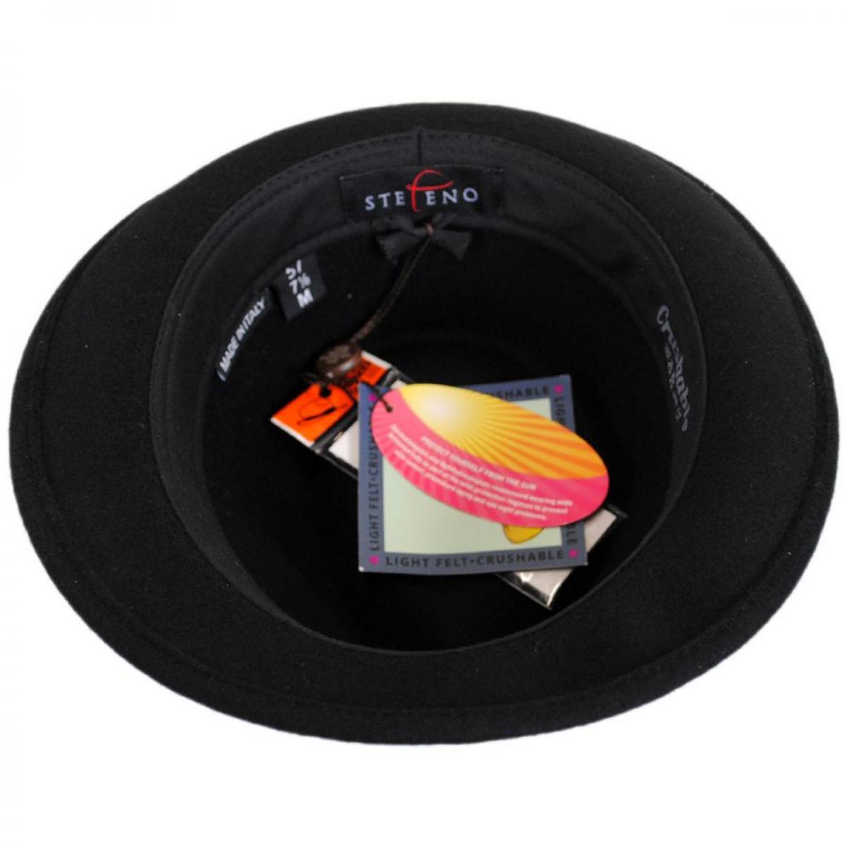 Stefeno Hats | Teardrop Wool Felt Trilby Fedora Hat | 136061 | under | BLACK