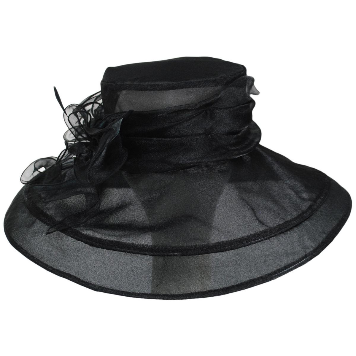 Luxe Noir Organza Boater Dress Hat