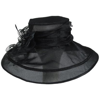 Luxe Noir Organza Boater Dress Hat