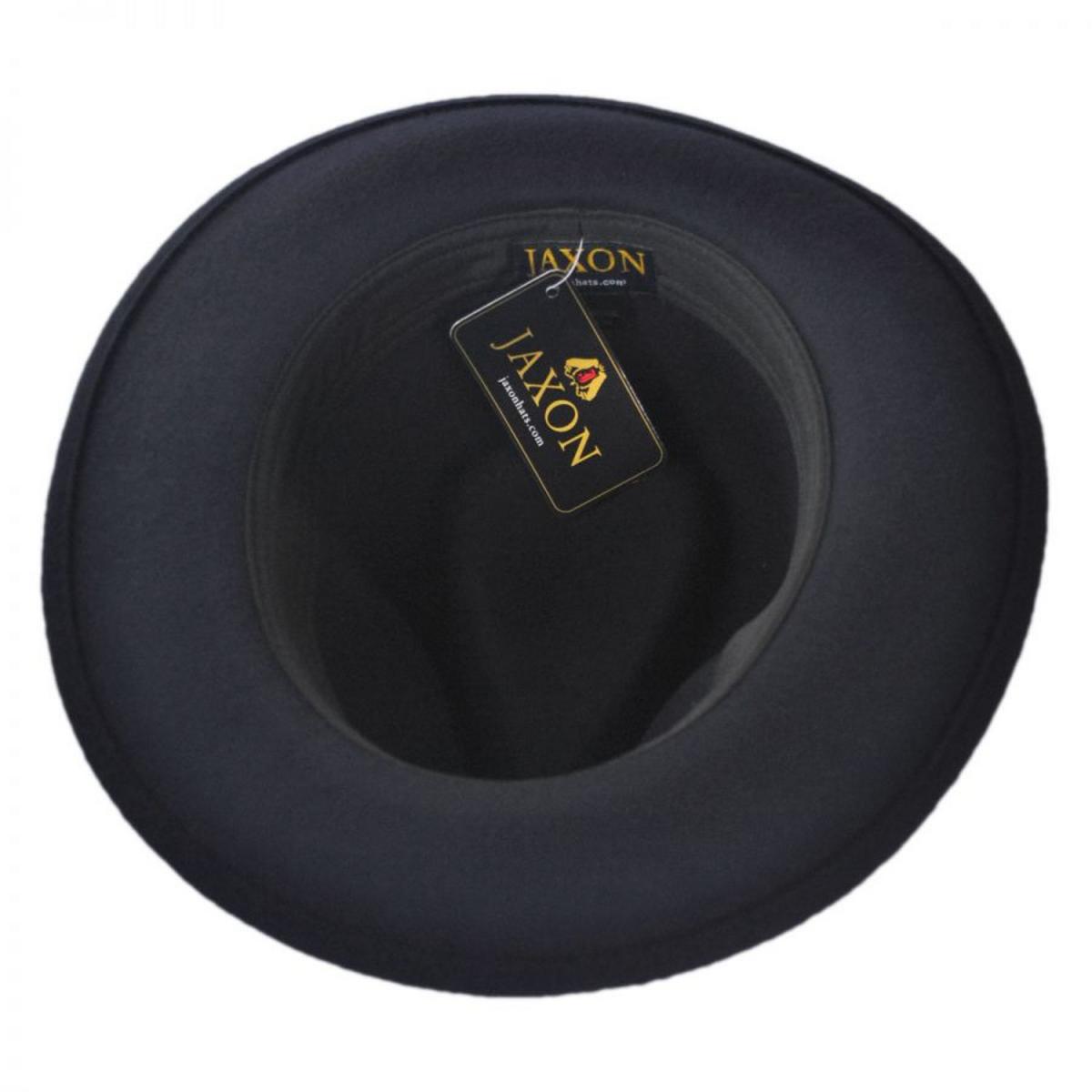 Jaxon Hats | C-Crown Crushable Wool Felt Fedora Hat | 135003 | under | BLACK