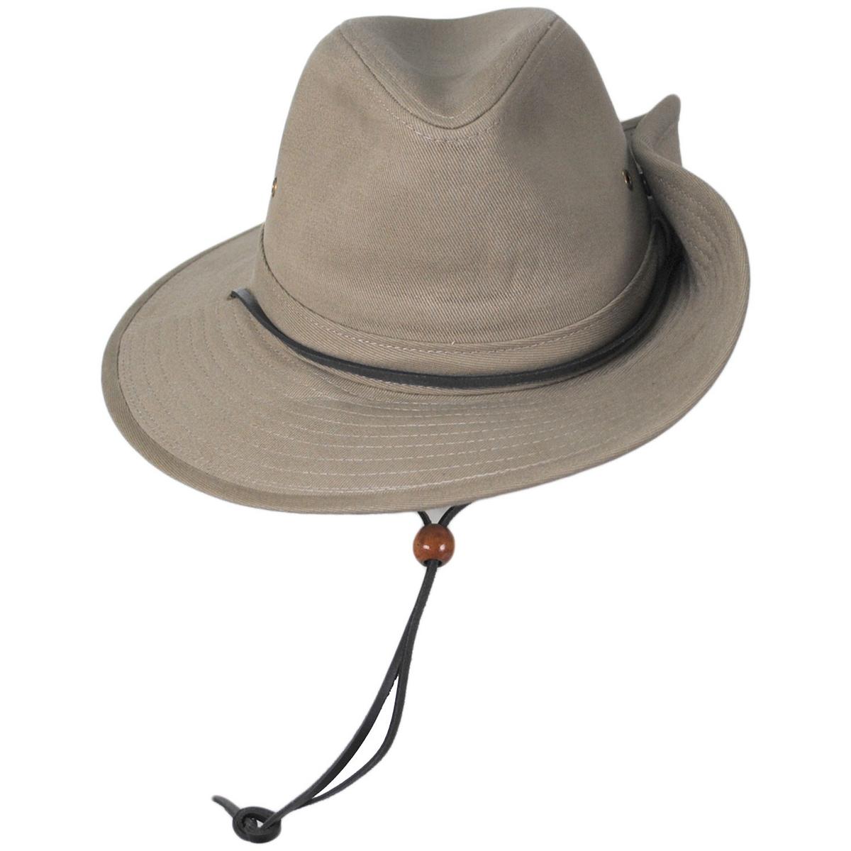 Dorfman Pacific | Chin Cord Cotton Aussie Hat | 400209 | detailone | KHAKI