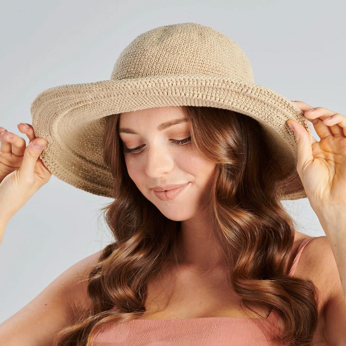 San Diego Hat Company | Bali Cotton Crochet Sun Hat  | 108934 | lsfone | TAN