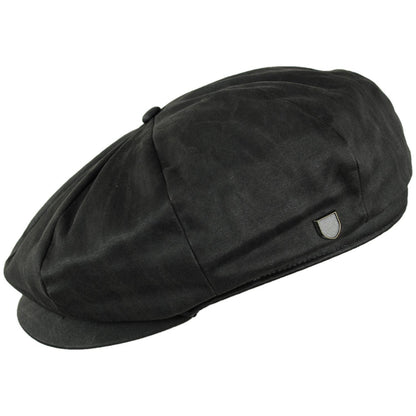 BRIXTON HATS | Brood Baggy Cotton Vegan Leather Newsboy Cap | 161585 | profile | BROWN FAUX LEATHER
