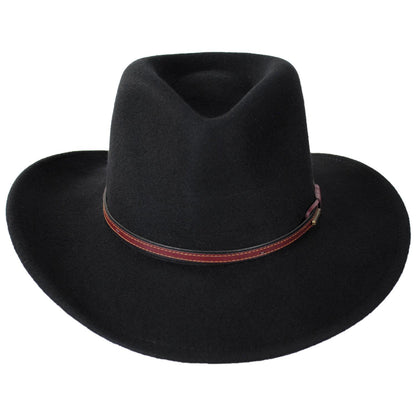 Stetson | Bozeman Crushable Wool Felt Outback Hat | 130692 | front | BLACK