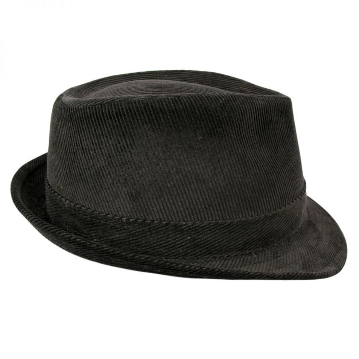 Jaxon Hats | Corduroy C-Crown Trilby Fedora Hat | 142307 | under | BLACK