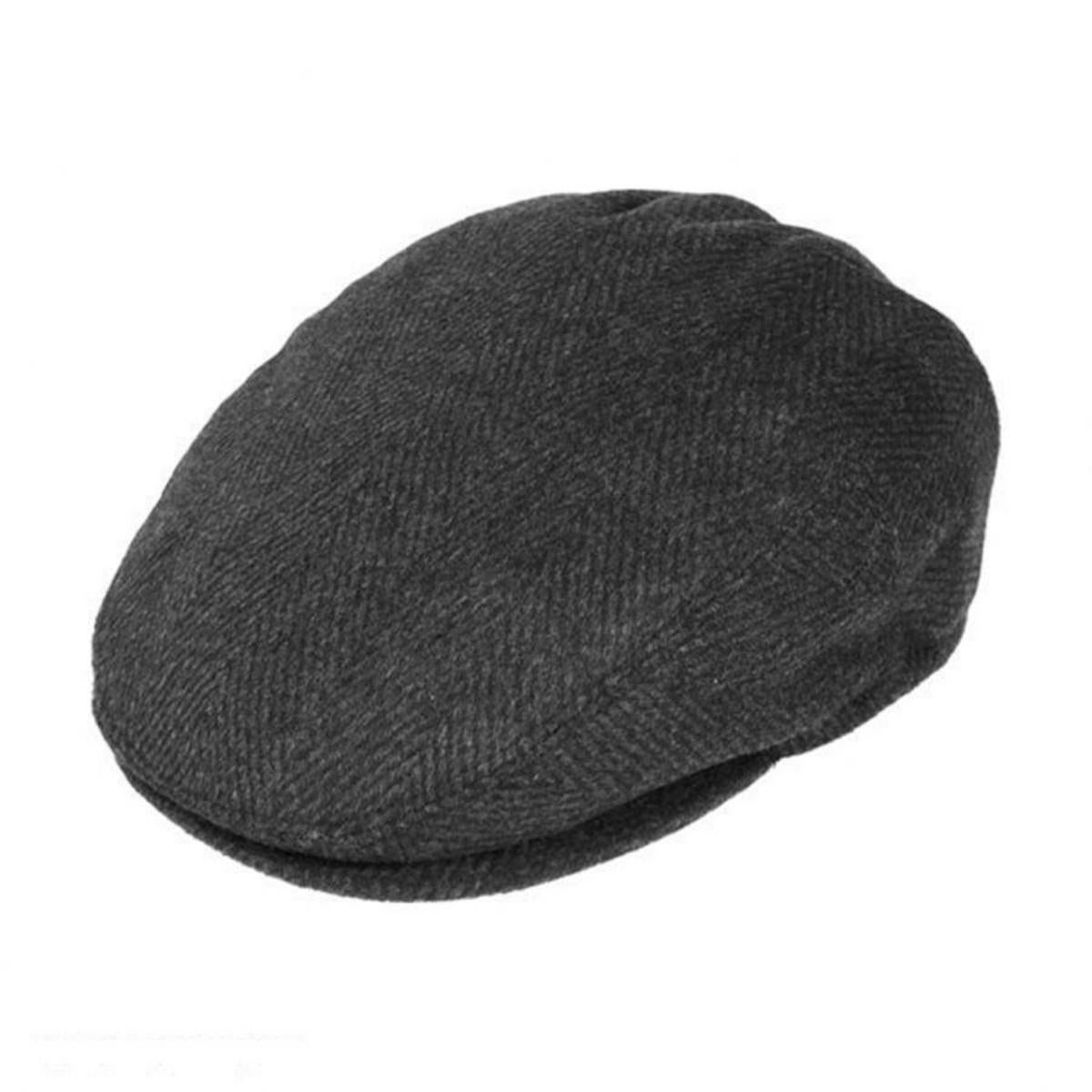 Jaxon Hats | Large Herringbone Wool Blend Ivy Cap | 167759 | lead | CHARCOAL