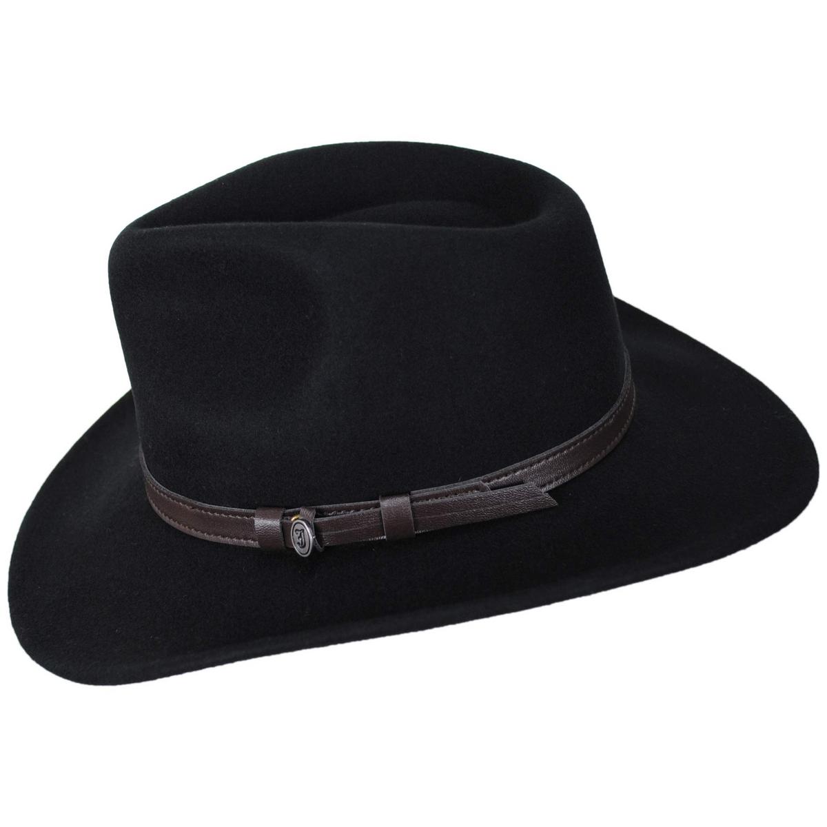 Jaxon Hats | Crushable Wool Felt Outback Hat | 135002 | profile | BLACK