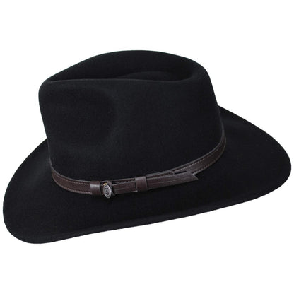 Jaxon Hats | Crushable Wool Felt Outback Hat | 135002 | profile | BLACK