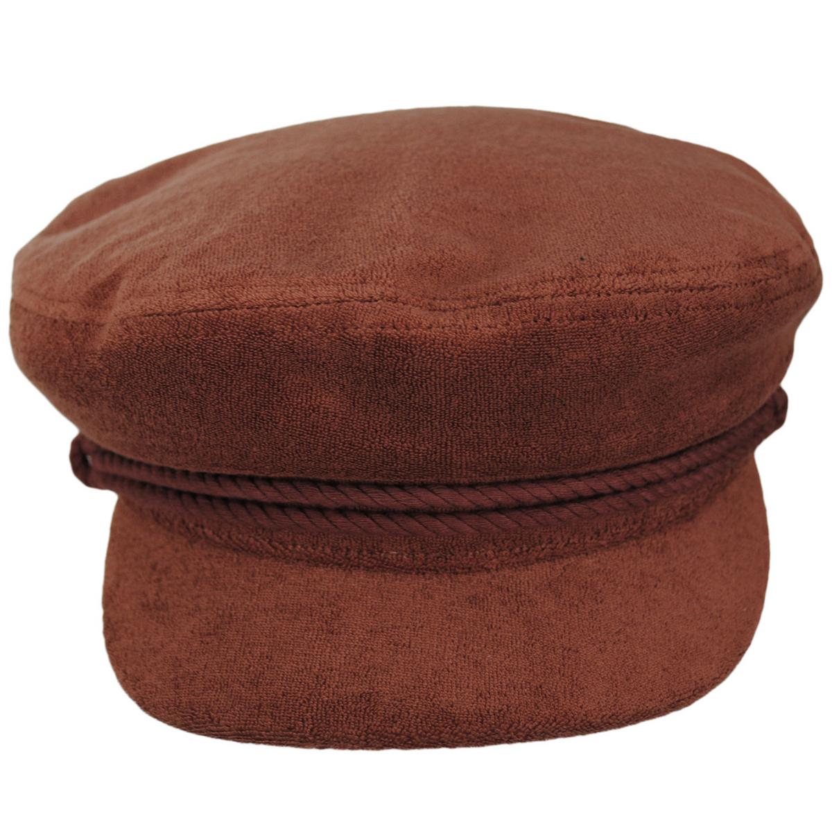 BRIXTON HATS | Cotton Terry Cloth Fiddler Cap | 181353 | front | BURNT BRICK TERRY CLOTH