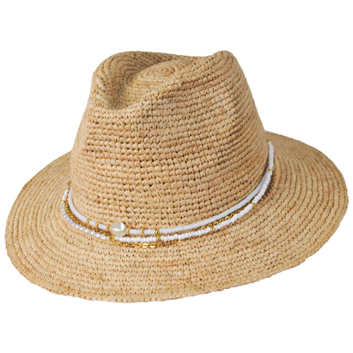 NIKKI BEACH | Arielle Raffia Straw Fedora Hat | 102658 | lead | NATURAL