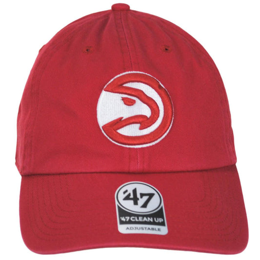 47 Brand | Atlanta Hawks NBA Clean Up Strapback Baseball Cap Dad Hat | 204010 | front | RED