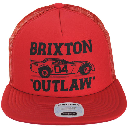 BRIXTON HATS | Outlaw MP NetPlus Foam Mesh Snapback Trucker Baseball Cap | 201868 | front | RED/RED