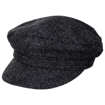 Jaxon Hats | Herringbone Wool Blend Fiddler's Cap | 181019 | lead | CHARCOAL