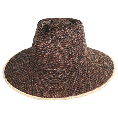 BRIXTON HATS | Joanna Festival Wheat Straw Fedora Hat - Dark Earth/Honey & Honey/Sand