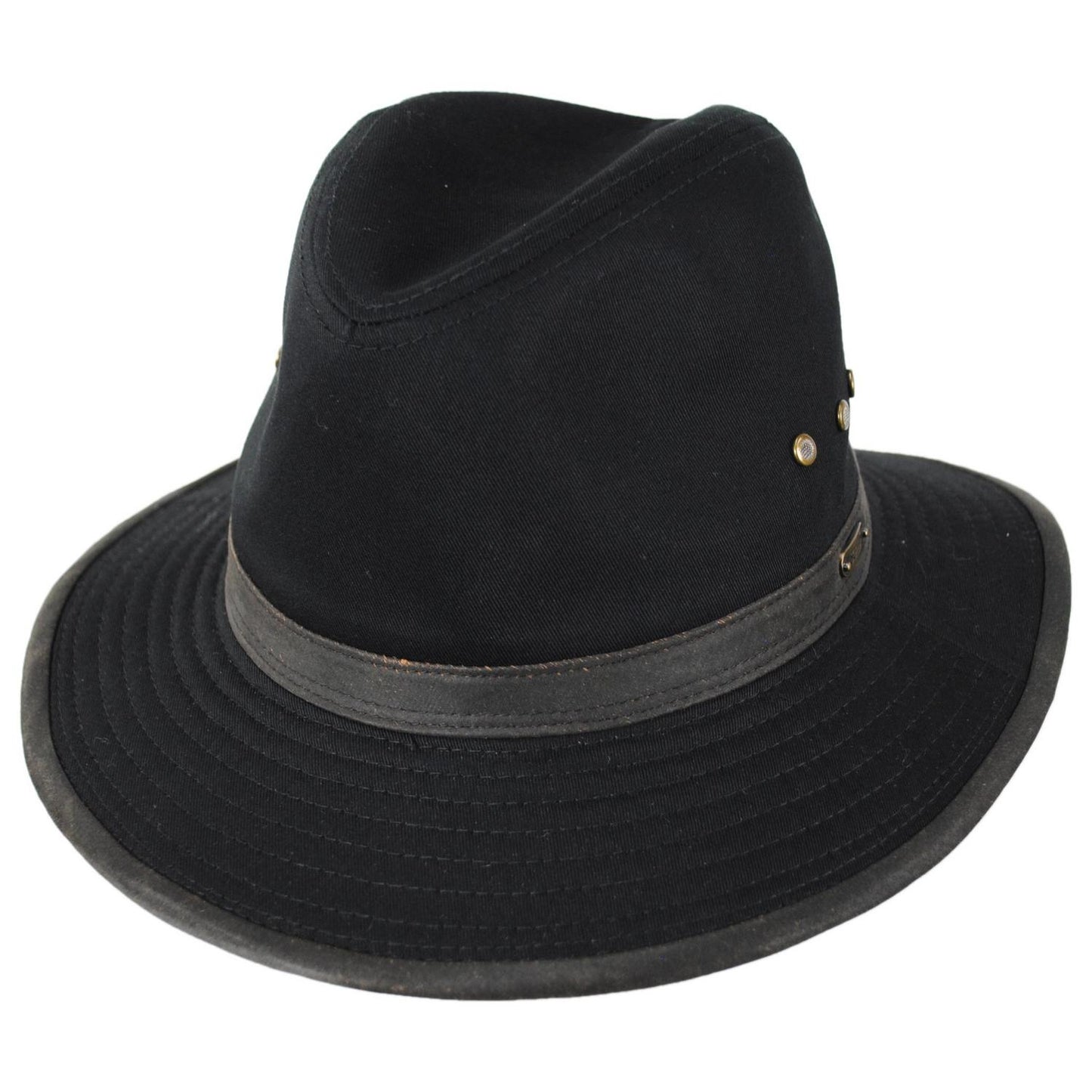 Scala | Maxson Cotton Twill Safari Fedora Hat | 140250 | lead | BLACK