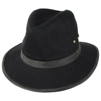 Scala | Maxson Cotton Twill Safari Fedora Hat | 140250 | lead | BLACK