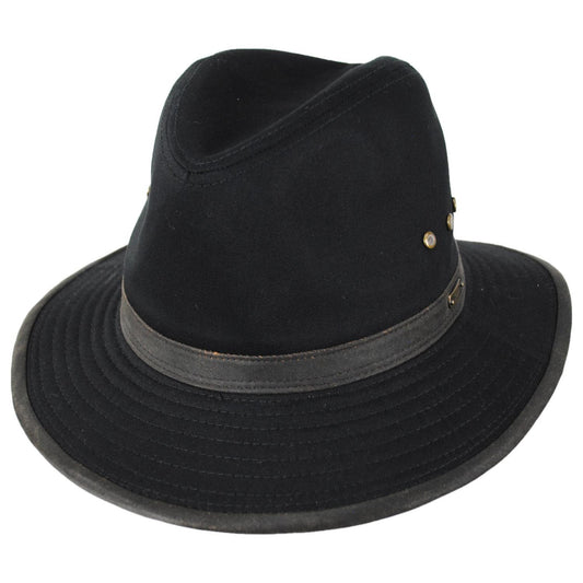 Scala | Maxson Cotton Twill Safari Fedora Hat | 140250 | lead | BLACK
