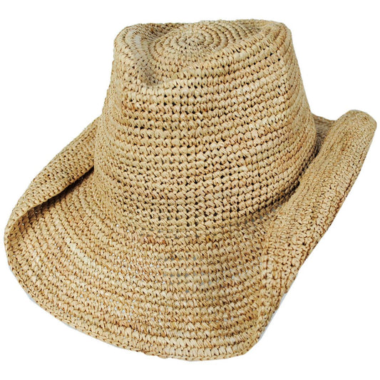 NIKKI BEACH | Diano Crochet Raffia Straw Western Hat | 102672 | lead | NATURAL
