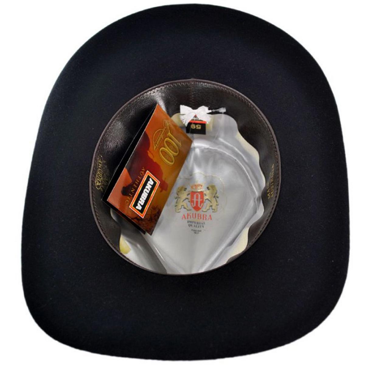 Akubra | Snowy River Fur Felt Australian Western Hat | 131700 | under | BLACK