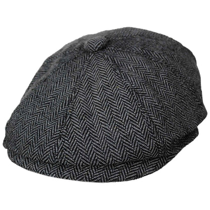 Jaxon Hats | Herringbone Wool Blend Newsboy Cap | 167780 | lead | GREY