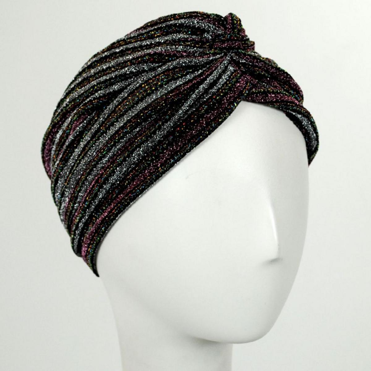 Jeanne Simmons | Metallic Stripe Turban
