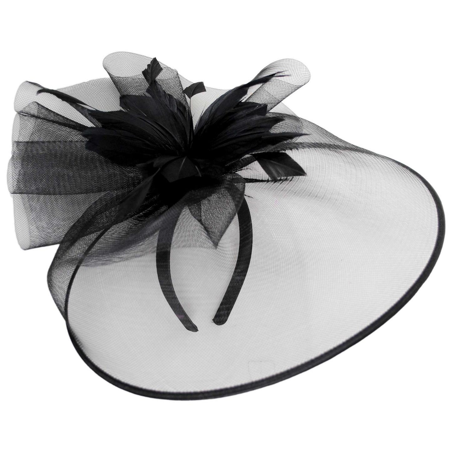 Sophia | Veiled Floral and Feather Mesh Fascinator Hat | 122903 | lead | BLACK