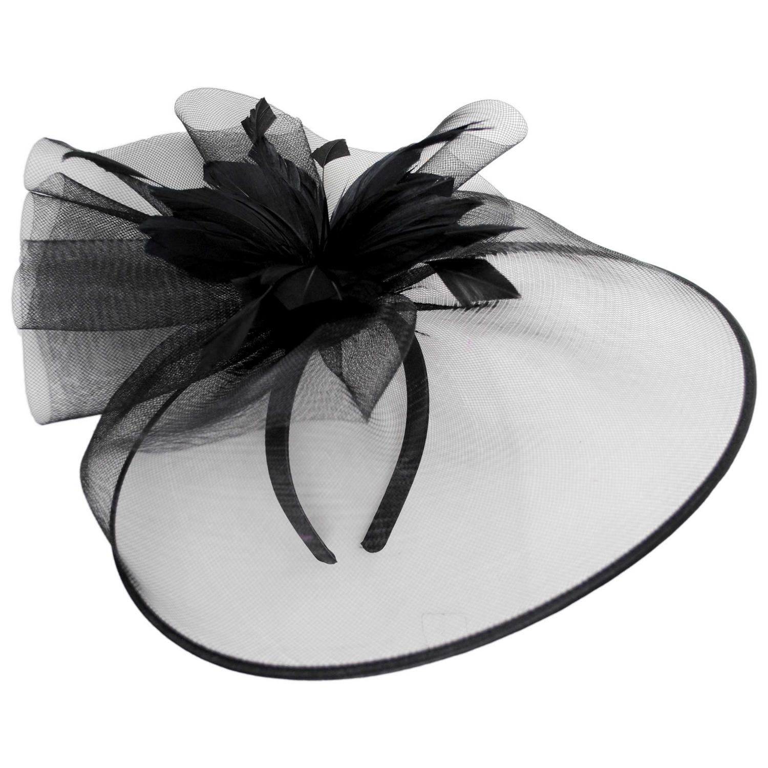 Sophia | Veiled Floral and Feather Mesh Fascinator Hat | 122903 | lead | BLACK