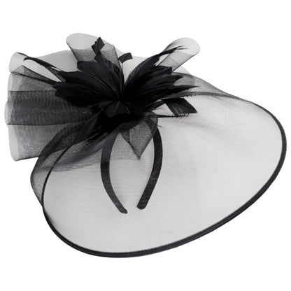 Sophia | Veiled Floral and Feather Mesh Fascinator Hat | 122903 | lead | BLACK