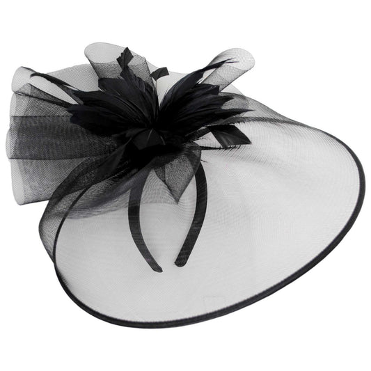 Sophia | Veiled Floral and Feather Mesh Fascinator Hat | 122903 | lead | BLACK